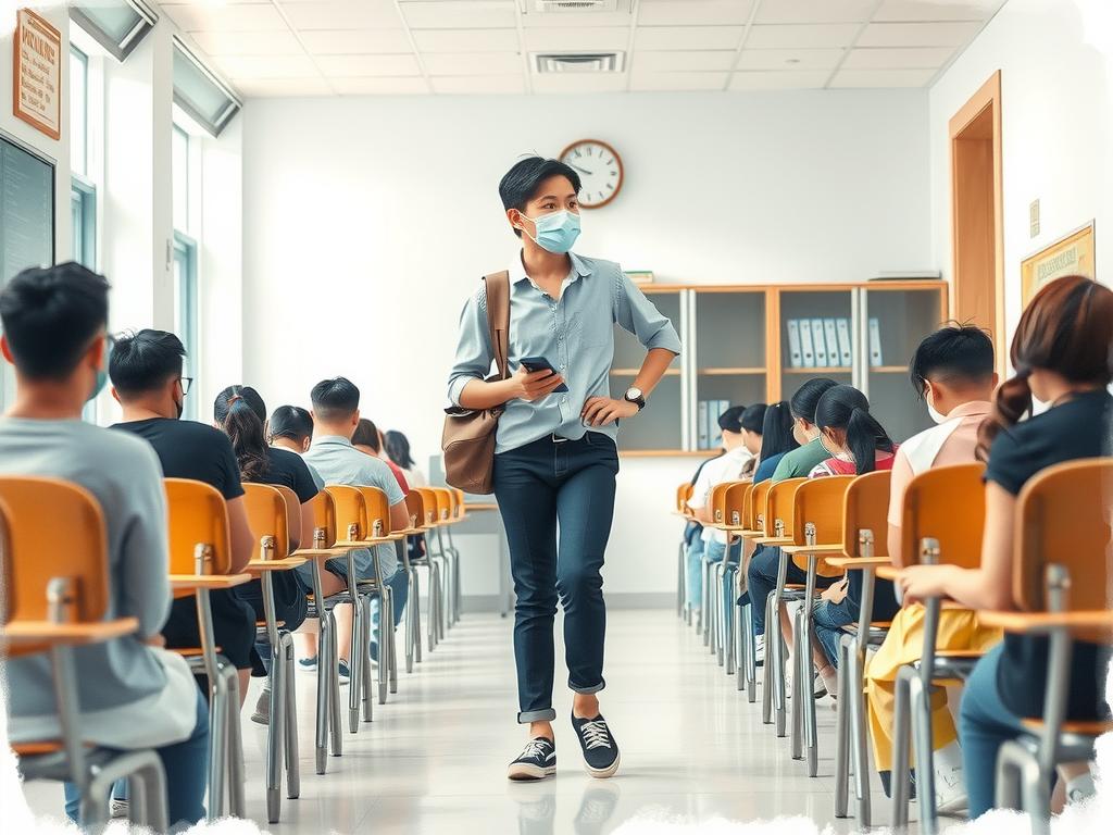 Học sinh tự tin bước vào phòng thi, sẵn sàng chinh phục kỳ thi THPT Quốc gia với kiến thức đã ôn luyện.