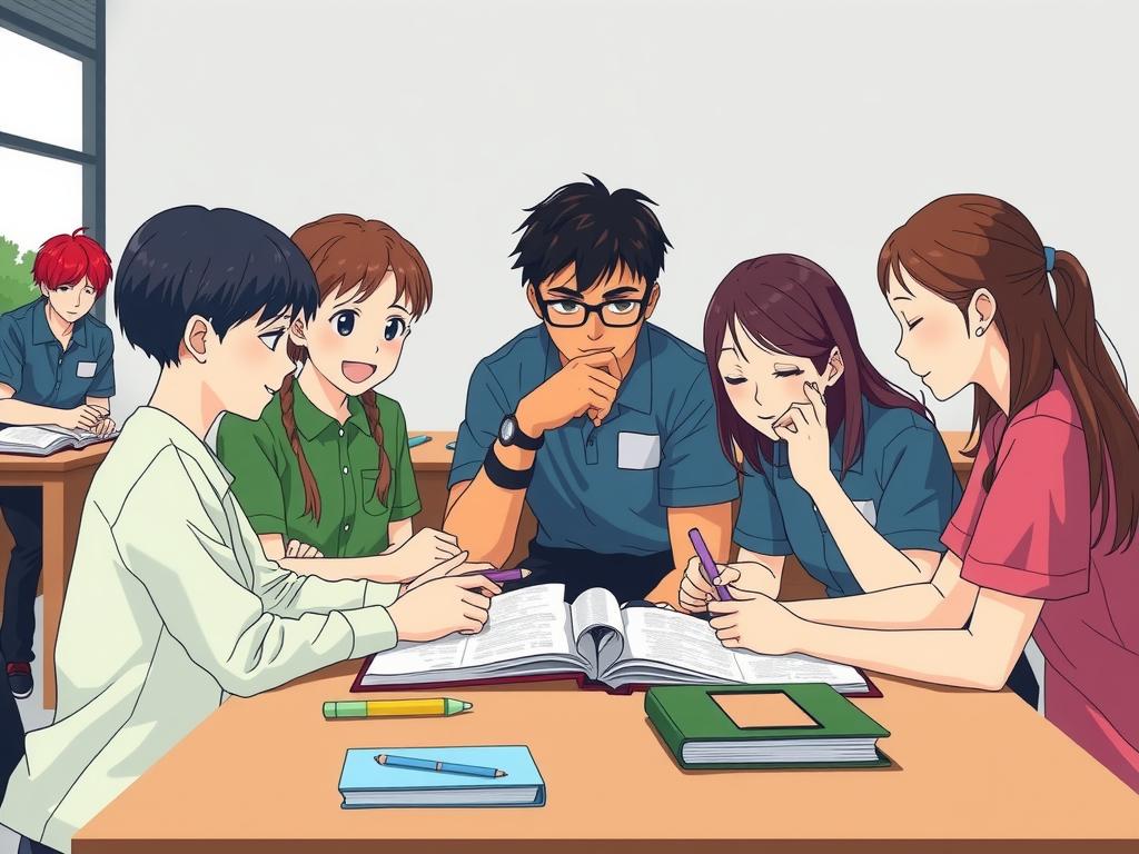 Nhóm bạn cùng nhau ôn tập, chia sẻ kiến thức để đạt kết quả cao trong kỳ thi THPT Quốc gia.