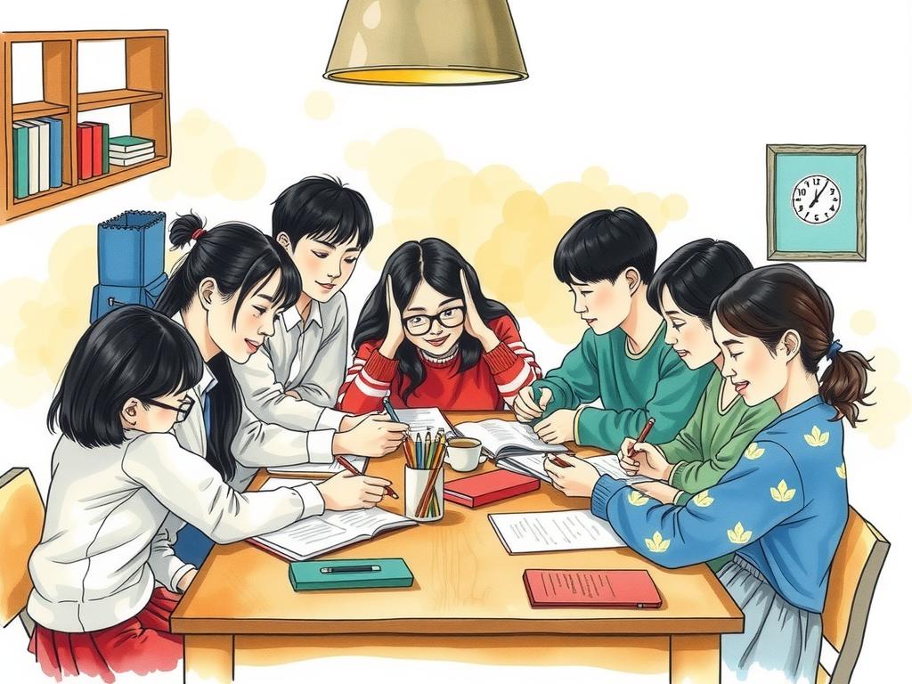 Nhóm bạn cùng nhau ôn thi, tạo động lực học tập