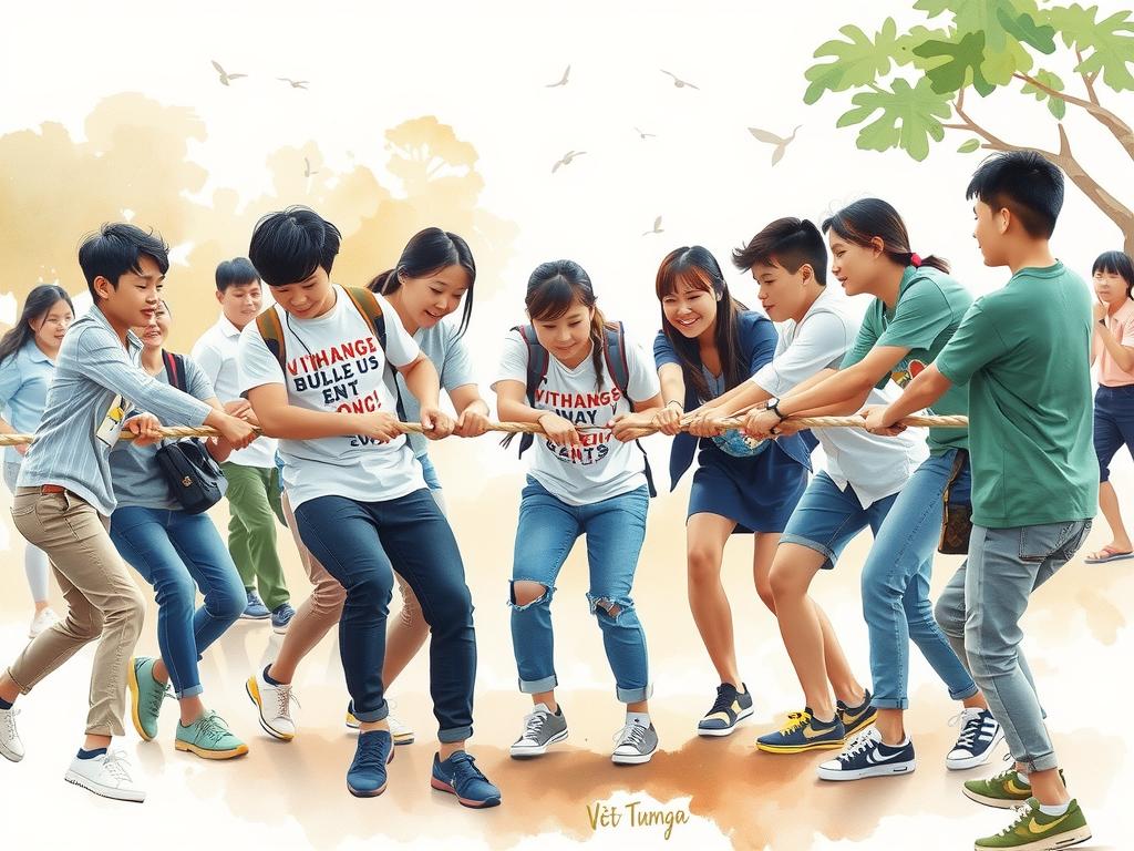 Sự đoàn kết và tinh thần đồng đội trong các hoạt động ngoại khóa.