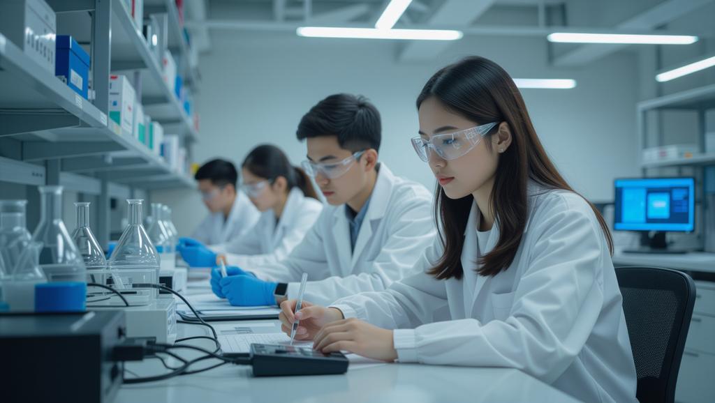 Học viên tại trường Đại học Kinh tế Kỹ thuật Công nghiệp đang khám phá các thiết bị công nghệ tiên tiến, khơi dậy niềm đam mê học tập và nghiên cứu.