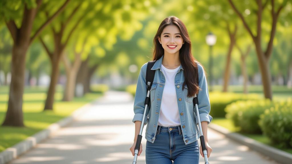 Khoảnh khắc một người bắt đầu di chuyển sau gãy xương mác với sự hỗ trợ, mang lại cảm giác hy vọng và động lực trong hành trình phục hồi để có thể đi bộ một cách an toàn.