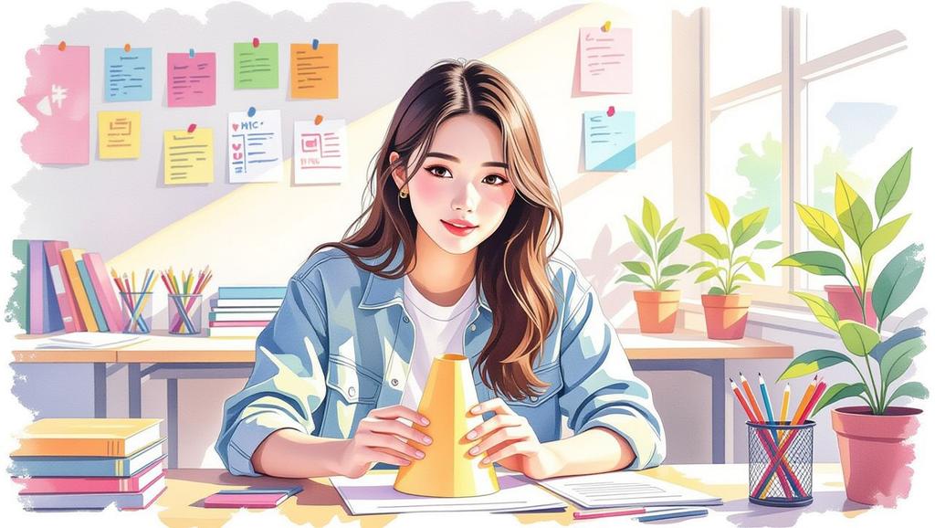 Một hình nón đang được khám phá trong môi trường học đường, gợi ý về cách tính diện tích xung quanh một cách trực quan và thú vị.